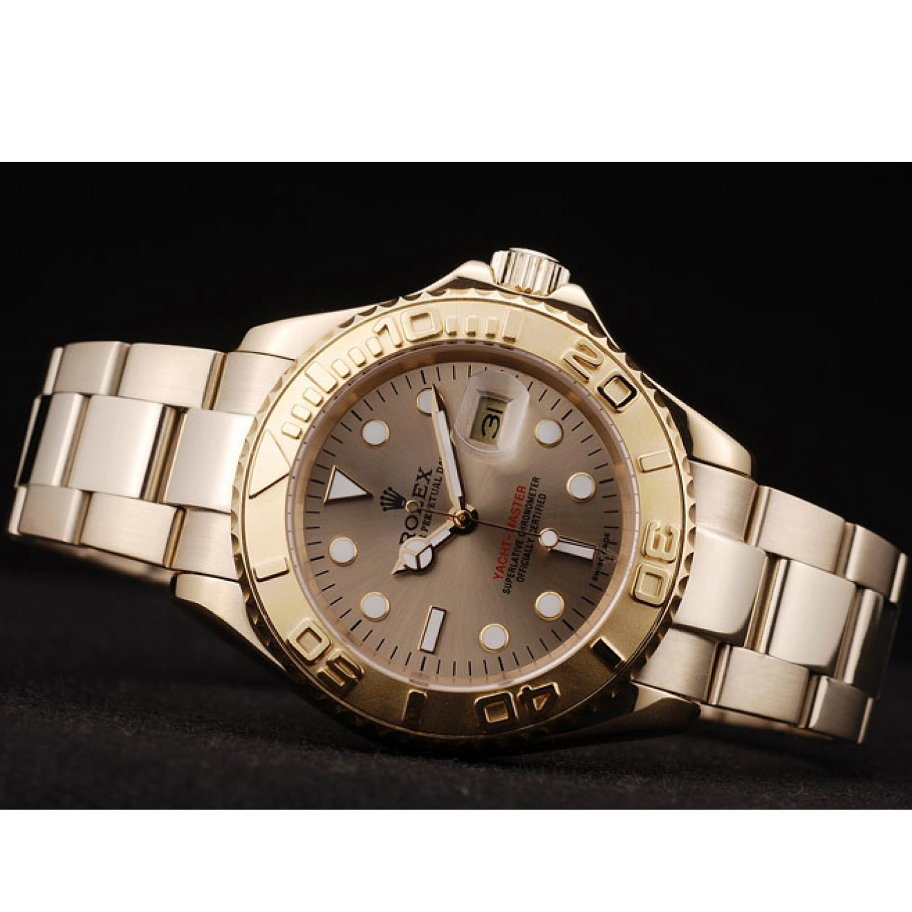 Rolex aaa copy Rolex 98232 Gold Bezel Master Dial Yacht Gold 0814